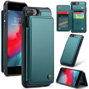 For iPhone 8 Plus / 7 Plus CaseMe C22 Card Slots Holder RFID Anti-theft Phone Case(Blue Green)