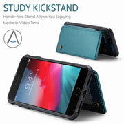 For iPhone 8 Plus / 7 Plus CaseMe C22 Card Slots Holder RFID Anti-theft Phone Case(Blue Green)
