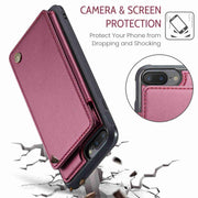 For iPhone 8 Plus / 7 Plus CaseMe C22 Card Slots Holder RFID Anti-theft Phone Case(Wine Red)