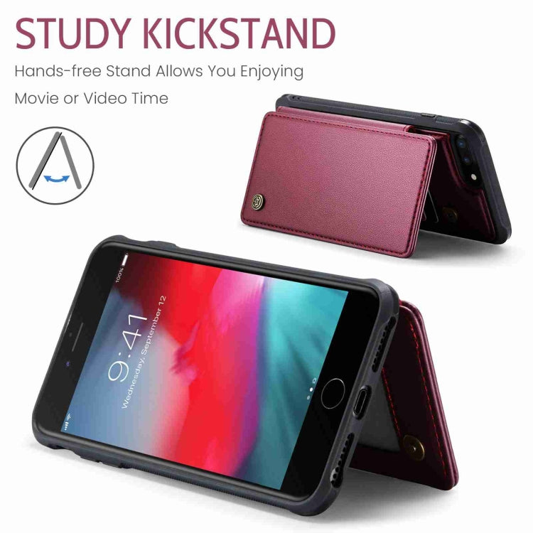 For iPhone 8 Plus / 7 Plus CaseMe C22 Card Slots Holder RFID Anti-theft Phone Case(Wine Red)