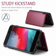For iPhone 8 Plus / 7 Plus CaseMe C22 Card Slots Holder RFID Anti-theft Phone Case(Wine Red)