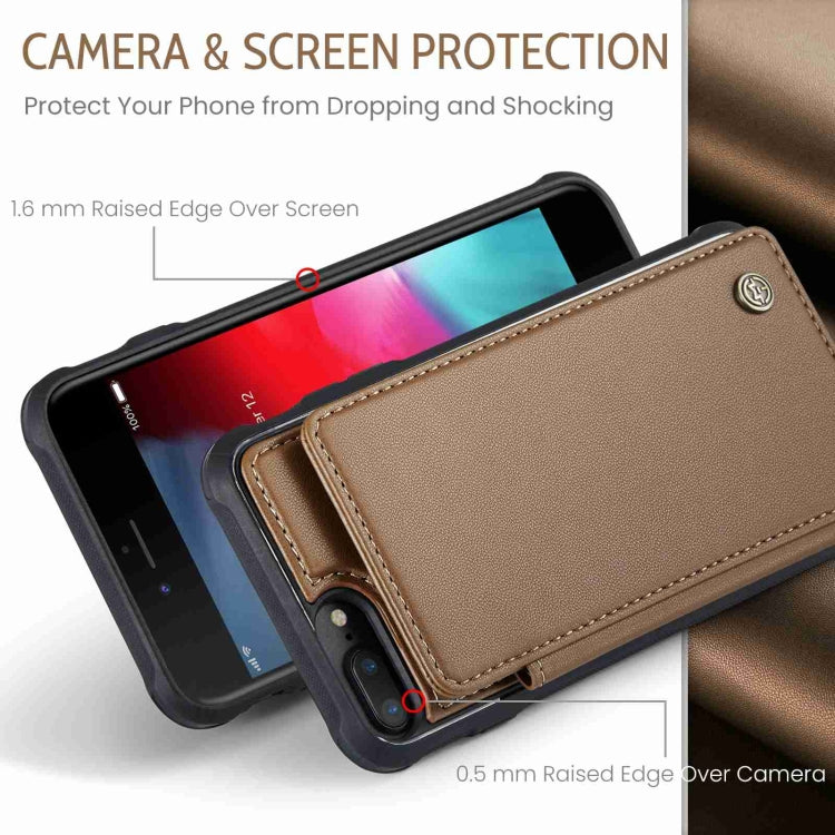 For iPhone 8 Plus / 7 Plus CaseMe C22 Card Slots Holder RFID Anti-theft Phone Case(Brown)