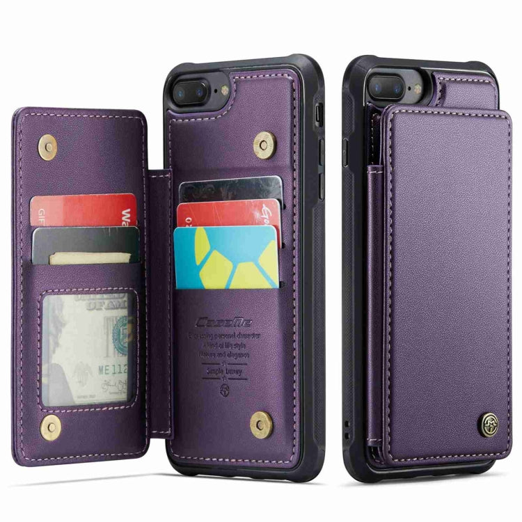 For iPhone 8 Plus / 7 Plus CaseMe C22 Card Slots Holder RFID Anti-theft Phone Case(Purple)