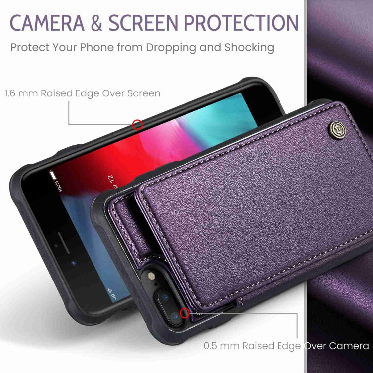 For iPhone 8 Plus / 7 Plus CaseMe C22 Card Slots Holder RFID Anti-theft Phone Case(Purple)