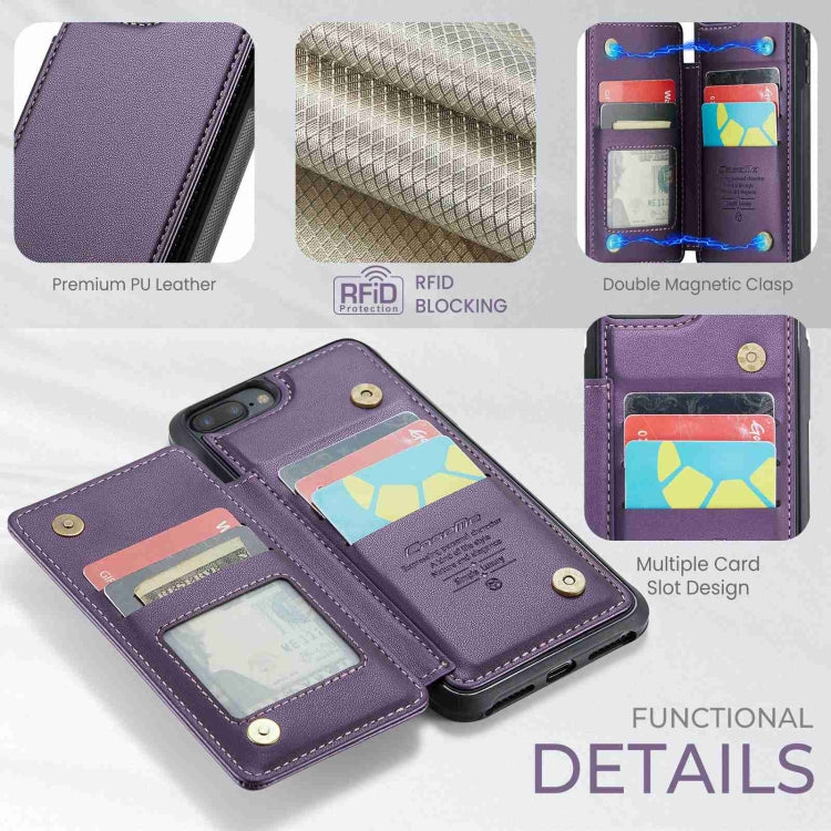 For iPhone 8 Plus / 7 Plus CaseMe C22 Card Slots Holder RFID Anti-theft Phone Case(Purple)