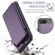 For iPhone 8 Plus / 7 Plus CaseMe C22 Card Slots Holder RFID Anti-theft Phone Case(Purple)