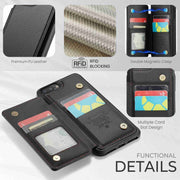 For iPhone 8 Plus / 7 Plus CaseMe C22 Card Slots Holder RFID Anti-theft Phone Case(Black)