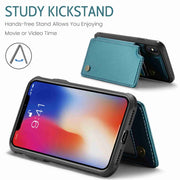 For iPhone XS / X CaseMe C22 Card Slots Holder RFID Anti-theft Phone Case(Blue Green)
