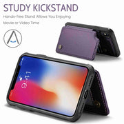 For iPhone XS / X CaseMe C22 Card Slots Holder RFID Anti-theft Phone Case(Purple)