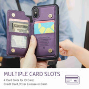 For iPhone XS / X CaseMe C22 Card Slots Holder RFID Anti-theft Phone Case(Purple)
