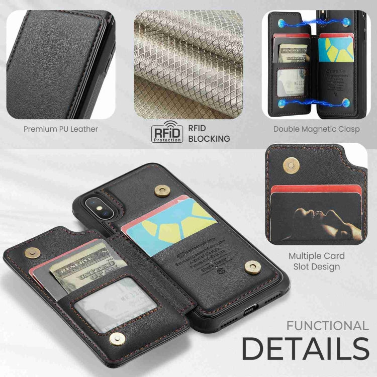 For iPhone XS / X CaseMe C22 Card Slots Holder RFID Anti-theft Phone Case(Black)