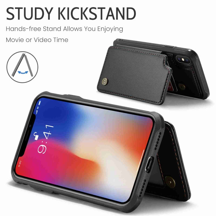 For iPhone XS / X CaseMe C22 Card Slots Holder RFID Anti-theft Phone Case(Black)