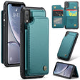 For iPhone XR CaseMe C22 Card Slots Holder RFID Anti-theft Phone Case(Blue Green) - free shipping - PMC Jewellery - Order now!