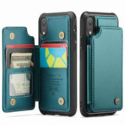 For iPhone XR CaseMe C22 Card Slots Holder RFID Anti-theft Phone Case(Blue Green)