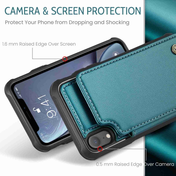For iPhone XR CaseMe C22 Card Slots Holder RFID Anti-theft Phone Case(Blue Green)