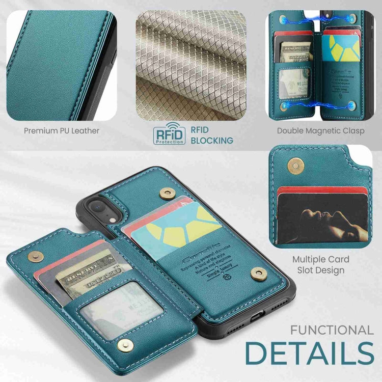 For iPhone XR CaseMe C22 Card Slots Holder RFID Anti-theft Phone Case(Blue Green)