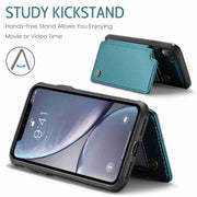 For iPhone XR CaseMe C22 Card Slots Holder RFID Anti-theft Phone Case(Blue Green)