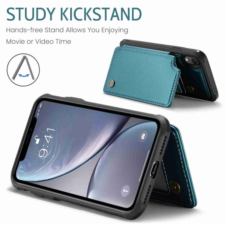 For iPhone XR CaseMe C22 Card Slots Holder RFID Anti-theft Phone Case(Blue Green)