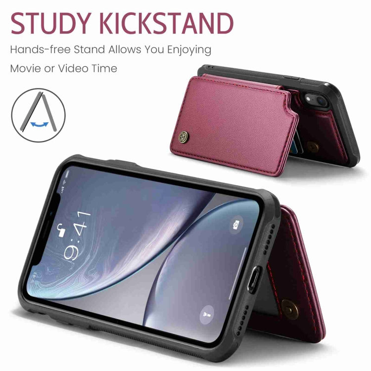 For iPhone XR CaseMe C22 Card Slots Holder RFID Anti-theft Phone Case(Wine Red)
