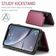 For iPhone XR CaseMe C22 Card Slots Holder RFID Anti-theft Phone Case(Wine Red)