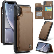 For iPhone XR CaseMe C22 Card Slots Holder RFID Anti-theft Phone Case(Brown)