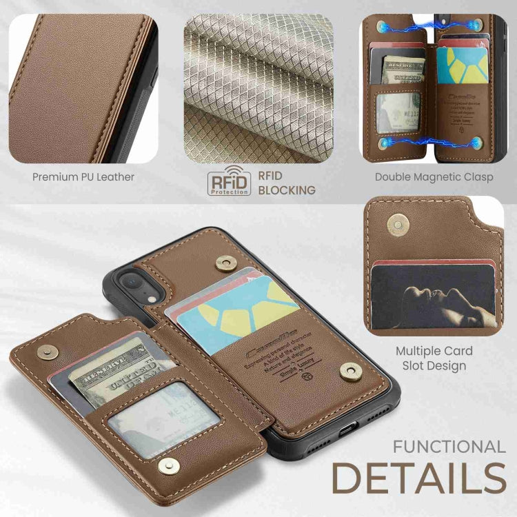 For iPhone XR CaseMe C22 Card Slots Holder RFID Anti-theft Phone Case(Brown)