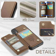 For iPhone XR CaseMe C22 Card Slots Holder RFID Anti-theft Phone Case(Brown)