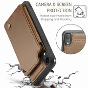 For iPhone XR CaseMe C22 Card Slots Holder RFID Anti-theft Phone Case(Brown)