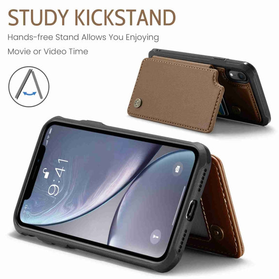 For iPhone XR CaseMe C22 Card Slots Holder RFID Anti-theft Phone Case(Brown)