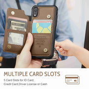 For iPhone XR CaseMe C22 Card Slots Holder RFID Anti-theft Phone Case(Brown)