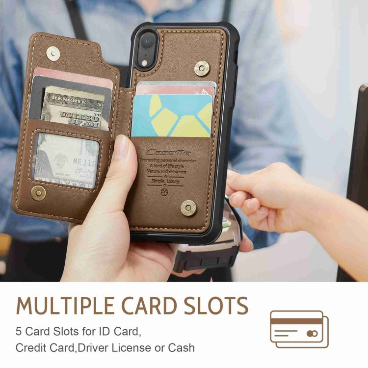 For iPhone XR CaseMe C22 Card Slots Holder RFID Anti-theft Phone Case(Brown)