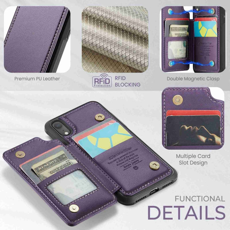For iPhone XR CaseMe C22 Card Slots Holder RFID Anti-theft Phone Case(Purple)