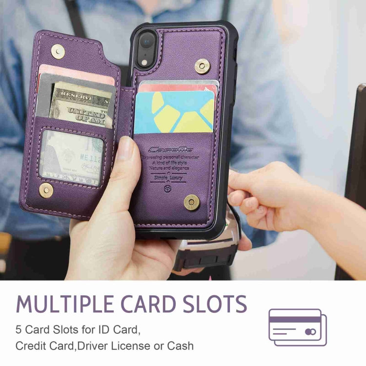 For iPhone XR CaseMe C22 Card Slots Holder RFID Anti-theft Phone Case(Purple)
