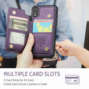 For iPhone XR CaseMe C22 Card Slots Holder RFID Anti-theft Phone Case(Purple)