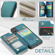 For iPhone XS Max CaseMe C22 Card Slots Holder RFID Anti-theft Phone Case(Blue Green)