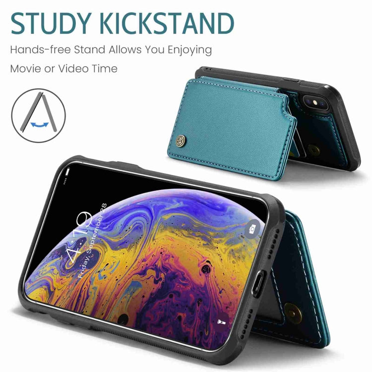 For iPhone XS Max CaseMe C22 Card Slots Holder RFID Anti-theft Phone Case(Blue Green)