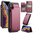 For iPhone XS Max CaseMe C22 Card Slots Holder RFID Anti-theft Phone Case(Wine Red) - More iPhone Cases by CaseMe | Online Shopping South Africa | PMC Jewellery | Buy Now Pay Later Mobicred