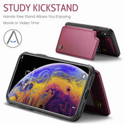 For iPhone XS Max CaseMe C22 Card Slots Holder RFID Anti-theft Phone Case(Wine Red)