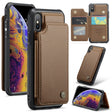 For iPhone XS Max CaseMe C22 Card Slots Holder RFID Anti-theft Phone Case(Brown) - free shipping - PMC Jewellery - Order now!