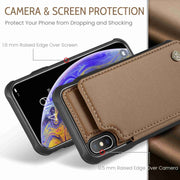 For iPhone XS Max CaseMe C22 Card Slots Holder RFID Anti-theft Phone Case(Brown)