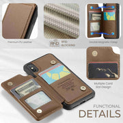For iPhone XS Max CaseMe C22 Card Slots Holder RFID Anti-theft Phone Case(Brown)