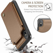 For iPhone XS Max CaseMe C22 Card Slots Holder RFID Anti-theft Phone Case(Brown)