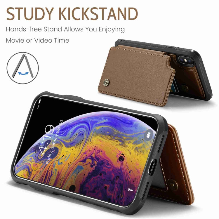 For iPhone XS Max CaseMe C22 Card Slots Holder RFID Anti-theft Phone Case(Brown)