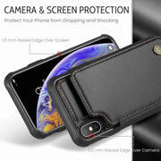 For iPhone XS Max CaseMe C22 Card Slots Holder RFID Anti-theft Phone Case(Black)