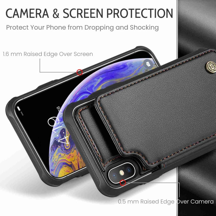 For iPhone XS Max CaseMe C22 Card Slots Holder RFID Anti-theft Phone Case(Black)