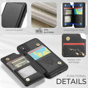 For iPhone XS Max CaseMe C22 Card Slots Holder RFID Anti-theft Phone Case(Black)