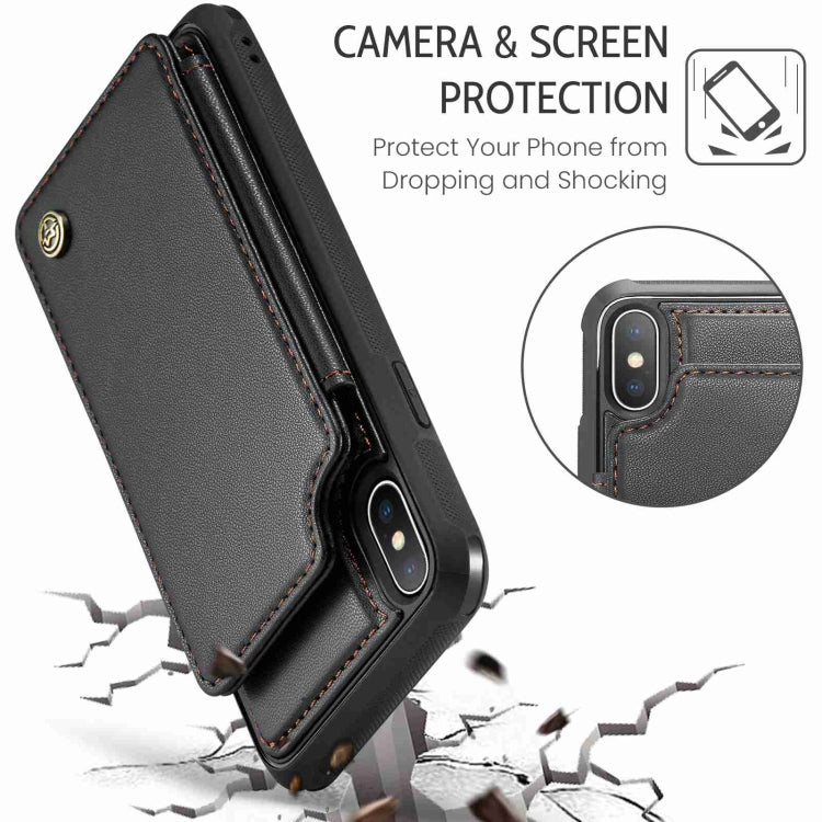 For iPhone XS Max CaseMe C22 Card Slots Holder RFID Anti-theft Phone Case(Black)