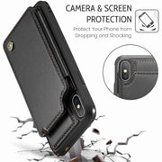For iPhone XS Max CaseMe C22 Card Slots Holder RFID Anti-theft Phone Case(Black)