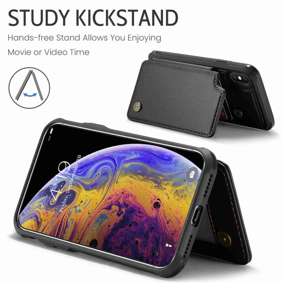 For iPhone XS Max CaseMe C22 Card Slots Holder RFID Anti-theft Phone Case(Black)