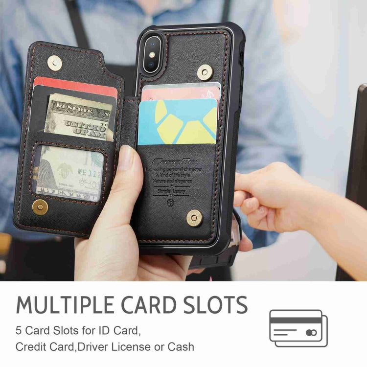 For iPhone XS Max CaseMe C22 Card Slots Holder RFID Anti-theft Phone Case(Black)